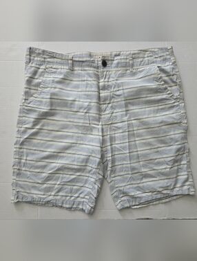 Men's Light Blue and White Striped Shorts